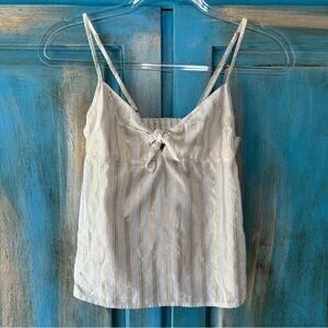 Victoria’s Secret White Metallic Striped Tank Top